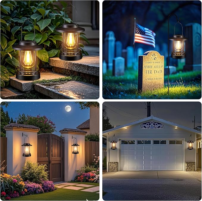 Hanging Solar Lanterns Outdoor Waterproof – 2 Pack Decorative Solar Lights - Image 6