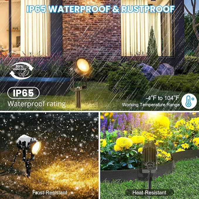 Plug and Play Low Voltage Landscape Lighting Kit, Warm White Waterproof Outdoor - Image 6