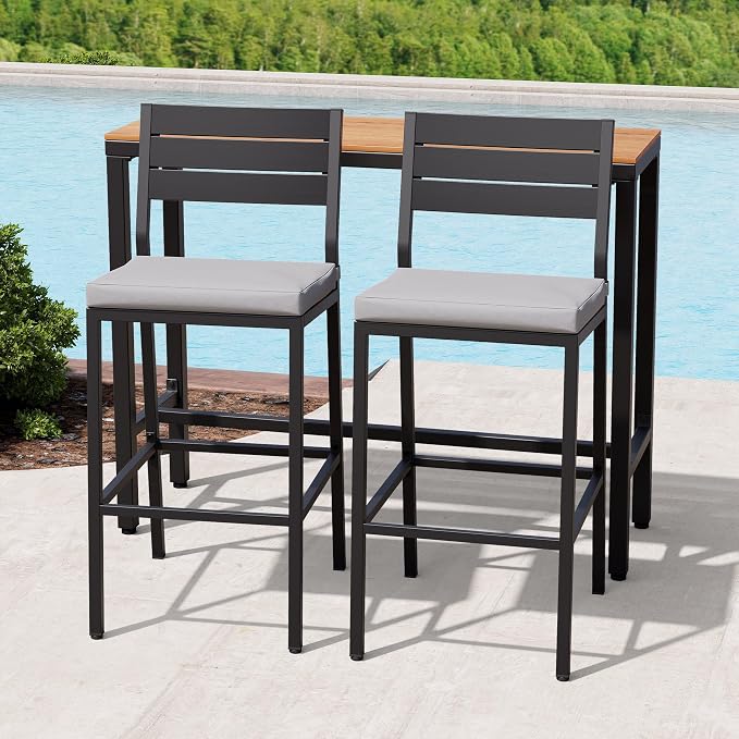 Crestlive Products Outdoor Bar Table and Chairs Set, 3 Piece Outside Patio Bar - Image 8