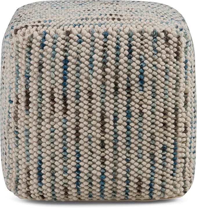 SIMPLIHOME Zoey Cube Pouf – 18 inch Wide Upholstered Wool and Cotton Ottoman in - Image 4