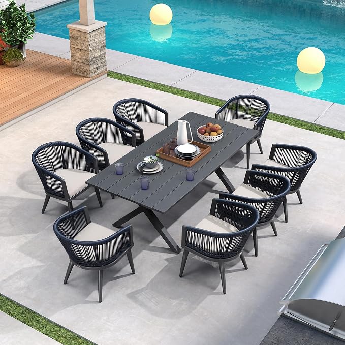 PURPLE LEAF Outdoor Dining Set for 8 All-Weather 9 Pieces Patio Aluminium - Image 3