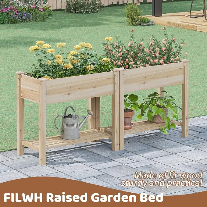 FILWH Raised Garden Bed with Legs Elevated Wooden Planter Box Stand Large - Image 5