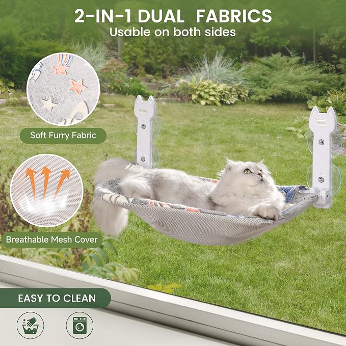 2 Pack Cat Window Perch, Glow in The Dark Foldable Cat Hammock - Image 2