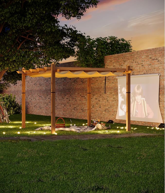 GarveeLife 10 x 13 ft Wood-Grain Outdoor Pergola - Image 7