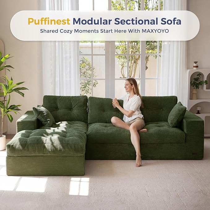 MAXYOYO 104" L Shaped Modular Sectional Sofa - Image 4