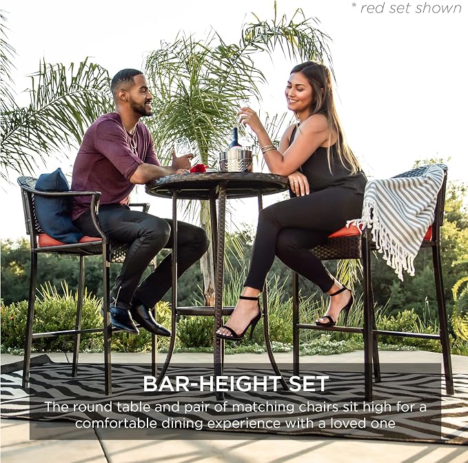 Best Choice Products 3-Piece Patio Bar Table Set, Outdoor Wicker Bar Height - Image 2