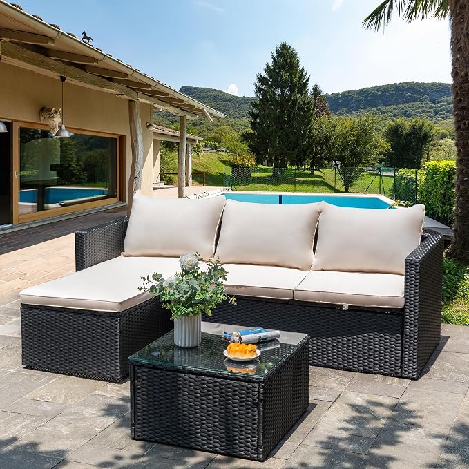 Shintenchi Outdoor Patio Furniture Sets, Small Outdoor Sofa Patio Sectional - Image 7