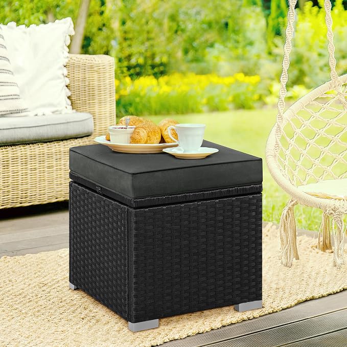 Yaheetech Wicker Ottomans, Outdoor/Indoor Footstools, Additional Seating - Image 8