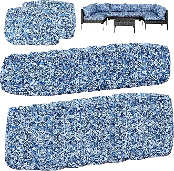 14Pcs Outdoor Cushion Covers Replacement Washable Waterproof UV w/Zipper - Image 6