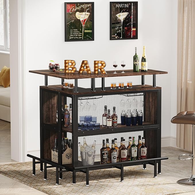 LITTLE TREE Home Bar Unit Mini Liquor Table Cabinet - Image 2
