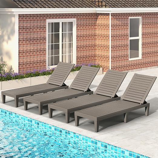 YITAHOME Patio Lounge Chair Set of 4, Outdoor Chaise Lounge by YITAHOME