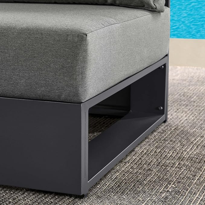 Modway Tahoe Aluminum Armless Patio Gray Charcoal Modular Weather-Resistant - Image 9