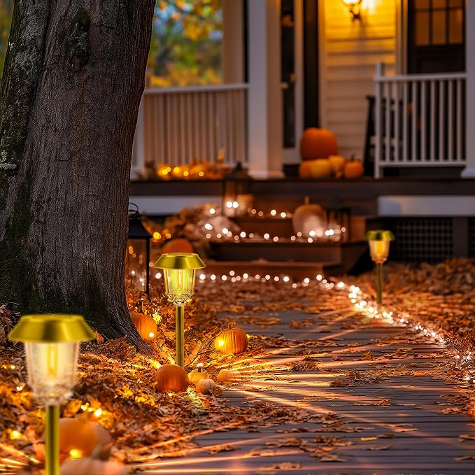 Solar Lights Outdoor Waterproof, 6 Pack Gold Solar Pathway Lights - Image 2