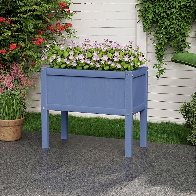 Raised Garden Bed with Drainage Hole Waterproof HDPE Elevated Planter Box with - Image 7