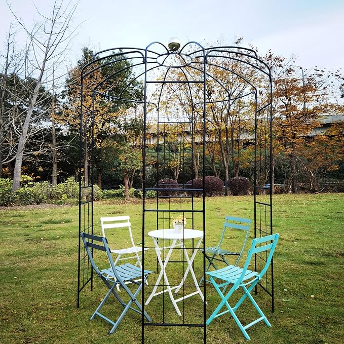 Metal Garden Arch Iron Arbor Gazebo High Birdcage Pergola Pavilion, Strong Wind - Image 6