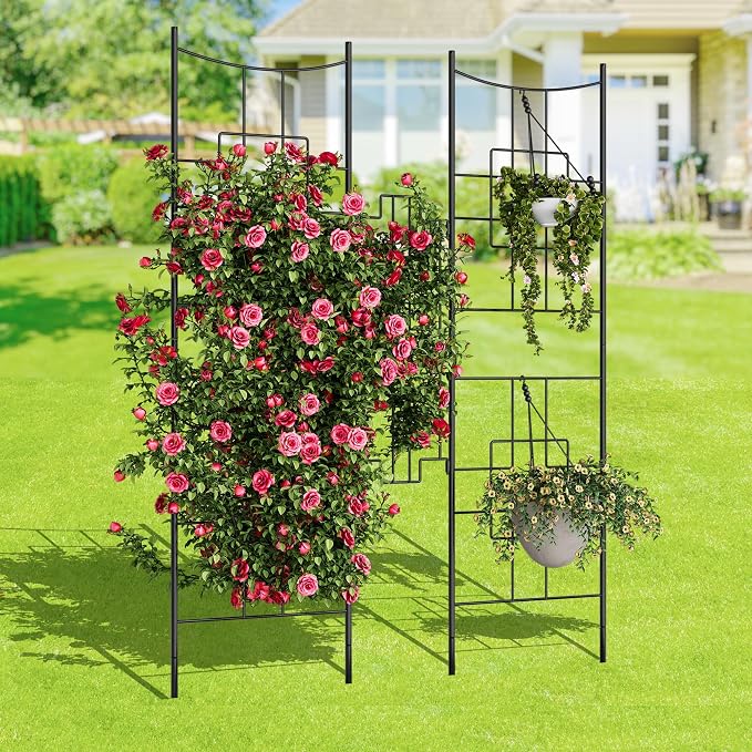 Garvee Baroque Style Metal Garden Trellis & Privacy Screen, Decorative Plant - Image 7