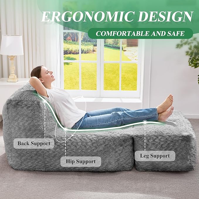 Hobestluk Bean Bag Chair Big Bean Bag Lounger - Image 7