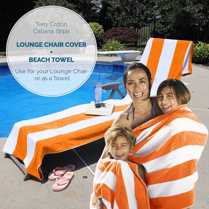 Superior Cabana Cotton Lounge Chair Cover, Outdoor Towel/Chaise Furniture Covers - Image 5