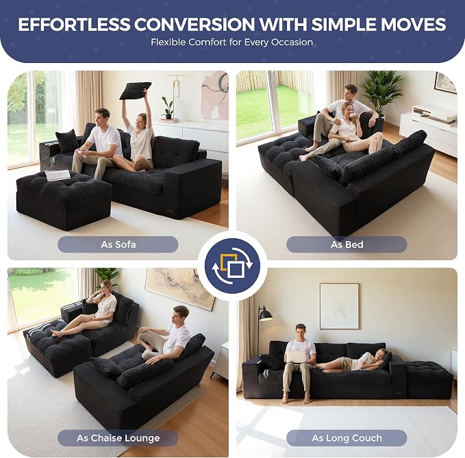 MAXYOYO L Shape Sectional Sofa Couch and Round Chaise Lounge, Modern Cloud Couch - Image 4