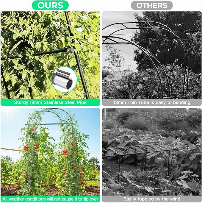 Garden Arch Trellis for Climbing Plants, 82 Inch Tall Grape Trellies for Outdoor - Image 5