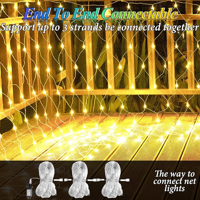 Lovelite 10ft x 10ft Net Lights, 280LED Gazebo Lights Outdoor 8 Modes Timer - Image 3
