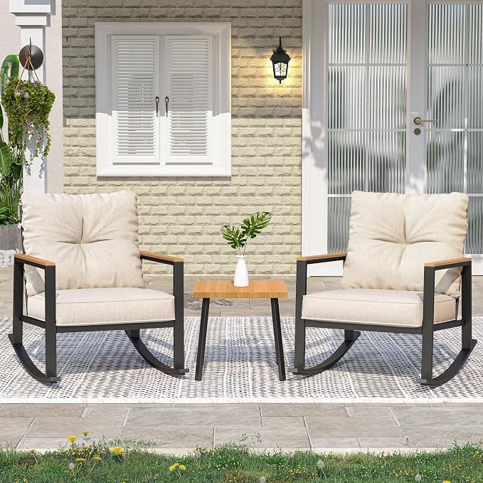 Patio Rocking Chair, Outdoor Patio Furniture Set - Image 5