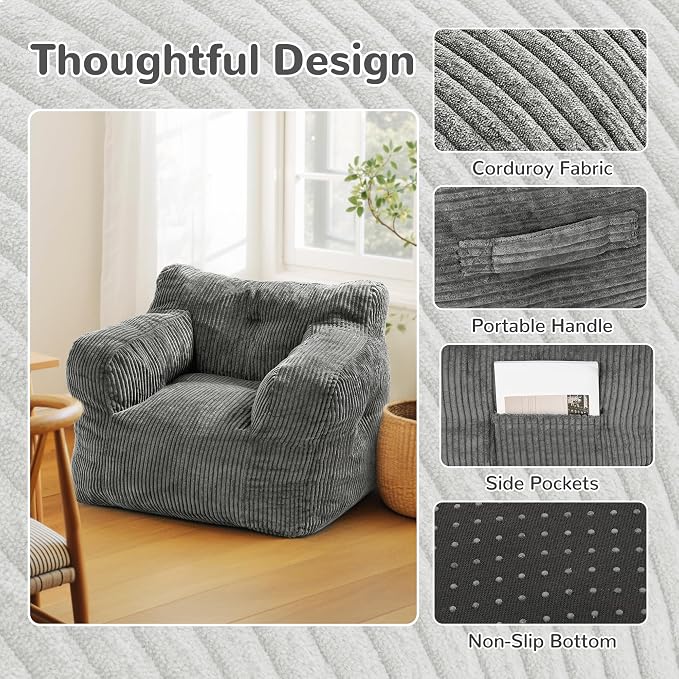 Pamapic 32" Bean Bag Chair, Single Sofa, Ultra Soft Dutch Velvet, Fluffy - Image 4