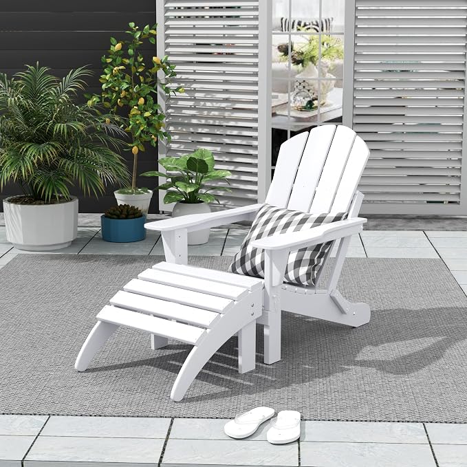 WO Home Furniture Adirondack Ottoman Outdoor Patio Footrest 13.5" Inch Folding - Image 2