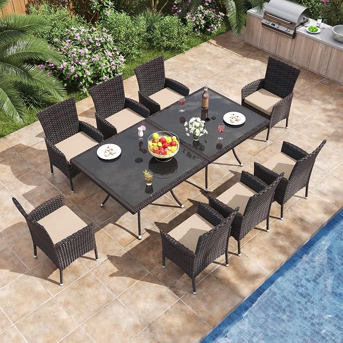 ALAULM 10 Piece Outdoor Patio Dining Set by ALAULM