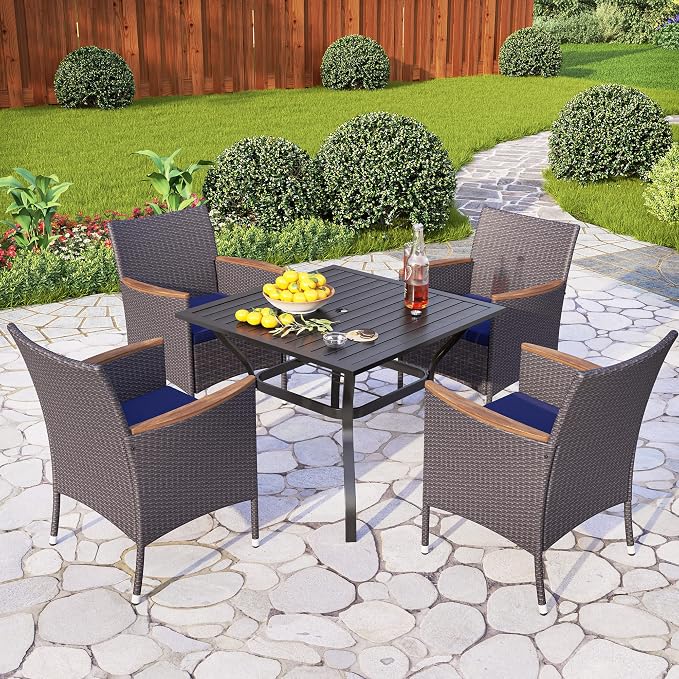 PHI VILLA 5 Pieces Outdoor Patio Dining Set - Image 7
