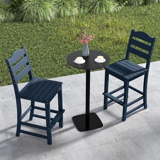 Giantex Outdoor HDPE Bar Stool, Patio Tall Bar Chair - Image 4