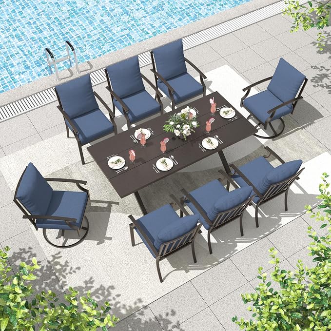 ALAULM 9-Piece Patio Dining Table and Chairs by ALAULM