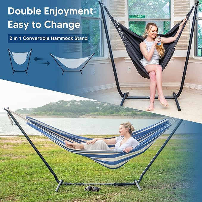 SUNCREAT 2-in-1 Convertible Free Standing Hammock - Image 2