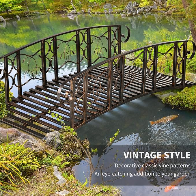 Outsunny 6' Metal Arch Backyard Garden Bridge - Image 5