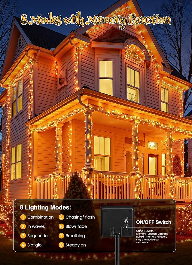 Brightown 4 Pack Solar Halloween Lights, Total 184FT 480 LED Solar String - Image 5