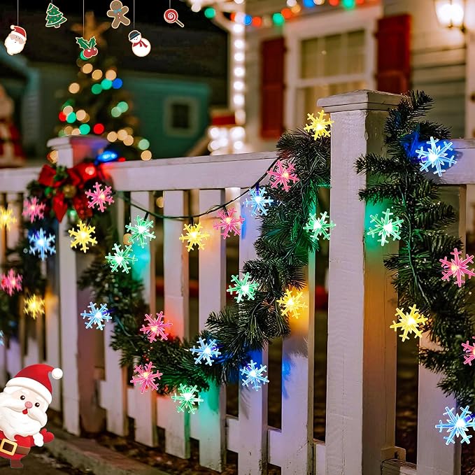 JMEXSUSS Solar Snowflake Lights Outdoor Waterproof, 30.6FT 50 LED Solar String - Image 3