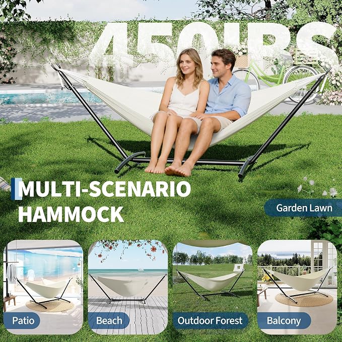 2 Person Hammocks with Stand for Outside, Double Hammocks Portable Space Saving - Image 6