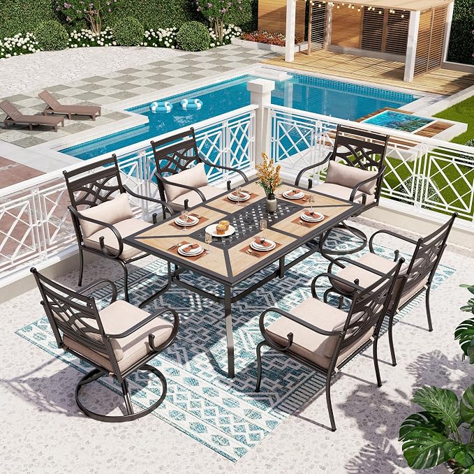 PHI VILLA Patio Dining Set for 6, for Outdoor Kitchen Lawn and Garden by PHIVILLAThepioneerofcomfortablehouseholdsupplies