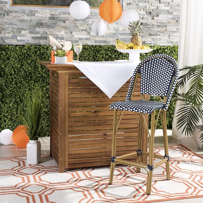 Safavieh PAT4008A Collection Ford Navy and White Indoor/Outdoor Stacking French - Image 2
