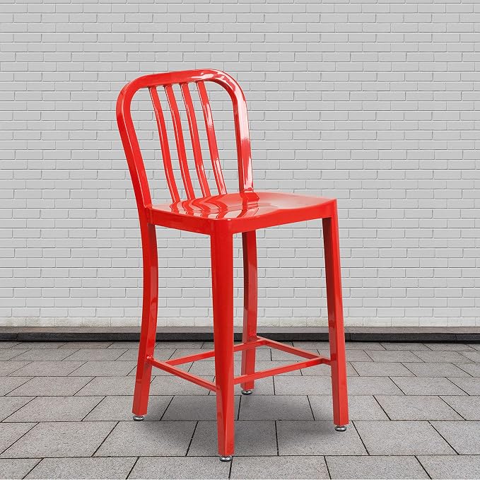 Flash Furniture Gael Commercial Grade 2 Pack 24" High Red Metal Indoor-Outdoor - Image 2