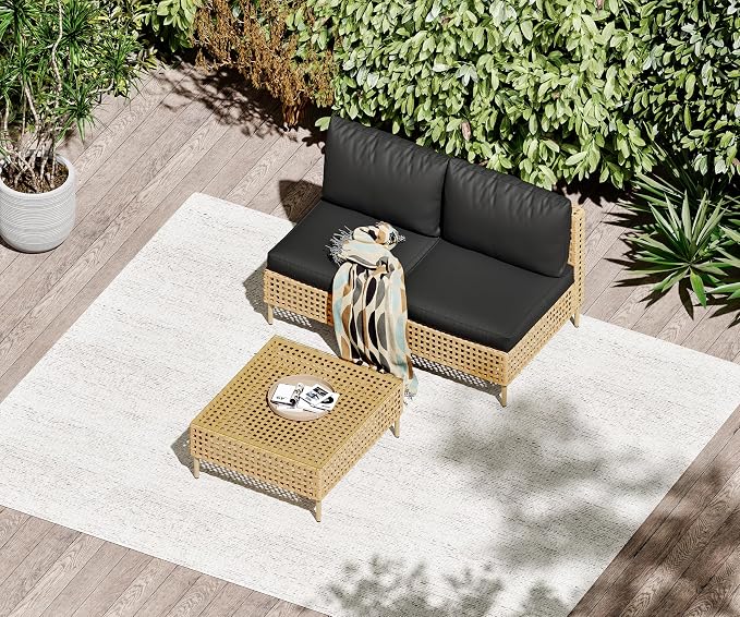 LHBcraft 3 Piece Wicker Patio Furniture Set, Modular Outdoor Furniture - Image 7
