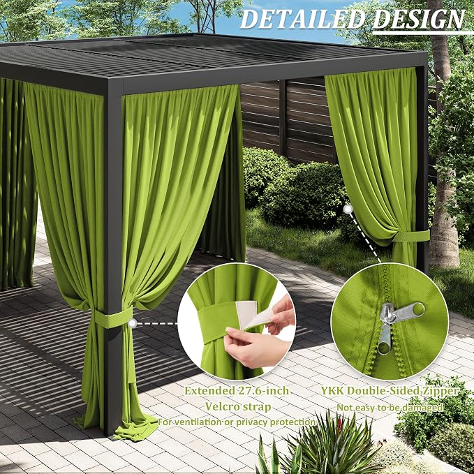 Gazebo Universal Replacement Privacy Curtain, 4-Panels Sidewall Curtains - Image 4