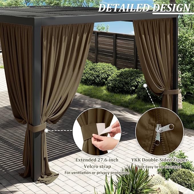 Gazebo Universal Replacement Privacy Curtain, 4-Panels Sidewall Curtains - Image 4