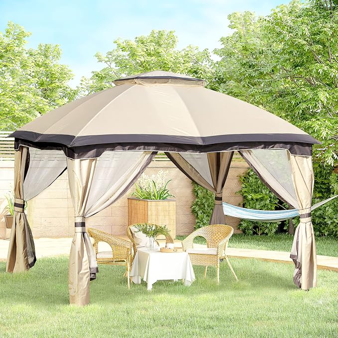 Outsunny 10' x 12' Outdoor Gazebo, Patio Gazebo Canopy Shelter w/Double Vented - Image 2