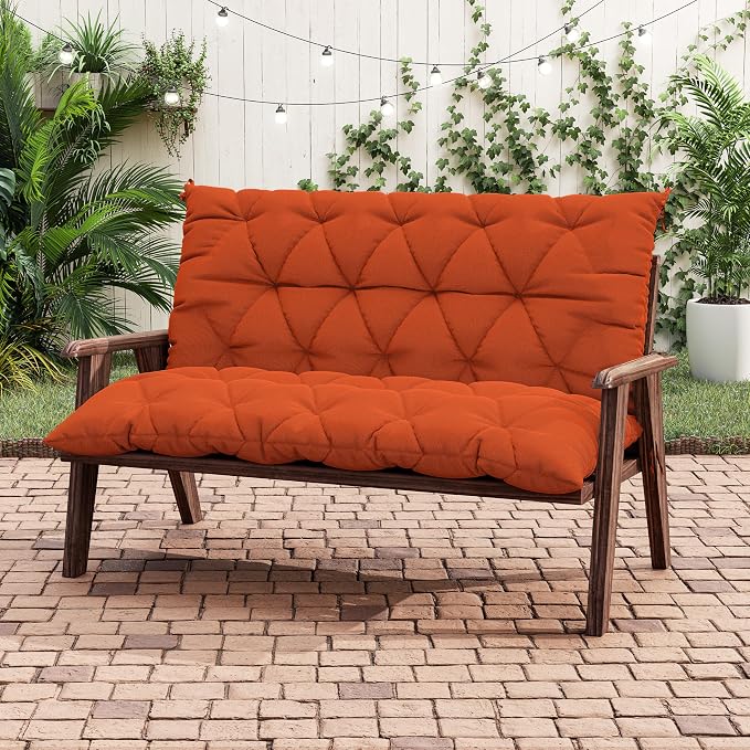 Porch Swing Cushion with Backrest 2-3 Seater Outdoor Bench Cushions Waterproof - Image 5