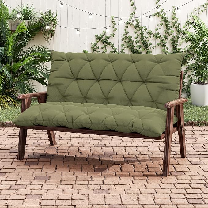 Porch Swing Cushion with Backrest 2-3 Seater Outdoor Bench Cushions Waterproof - Image 5