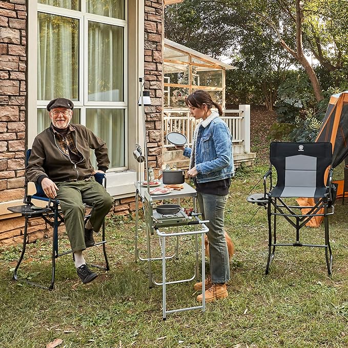 EVER ADVANCED Portable 30.7" Seat Height Tall Folding Camping Chair Directors - Image 2