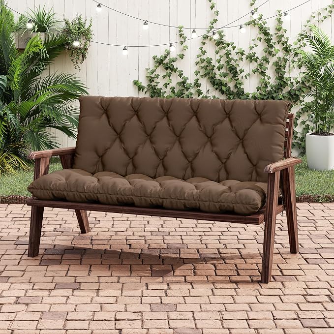 Porch Swing Cushion with Backrest 2-3 Seater Outdoor Bench Cushions Waterproof - Image 5