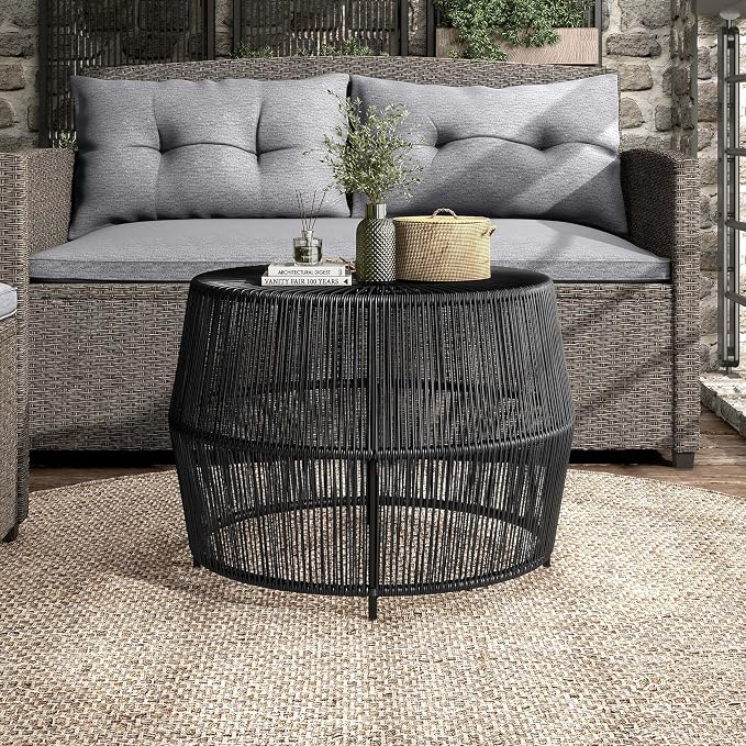 Furniture of America Ysar Boho Rattan Round Coffee Table Outdoor - Image 5