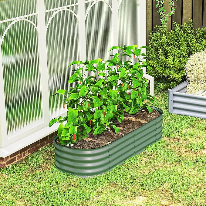 Outsunny 5' x 2' x 1' Galvanized Raised Garden Bed Kit, Outdoor Metal Elevated - Image 8